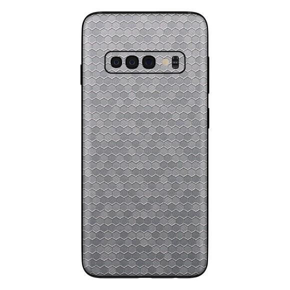 Set Folii Skin Acoperire 360 Compatibile cu Samsung Galaxy S10 Plus (Set 2) - ApcGsm Wraps HoneyComb Gray