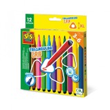 Markere lavabile grip triunghiulare, 12 culori set, SES Creative