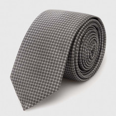 HUGO cravată din amestec de mătase culoarea gri