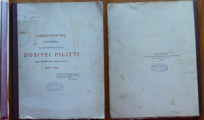 Asezamantul cultural al mitropolitului Dositei Filitti , 1827 - 1910 , 1910