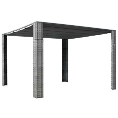 vidaXL Pavilion cu acoperiș, gri/antracit, 300x300x220 cm, poliratan