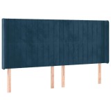 Cumpara ieftin Tablie pat cu urechi albastru inchis 203x16x118/128 cm catifea