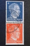 Germania (Deutsches Reich 1941-1944) - Filatelie / Pereche Verticală "Hitler-Kopf" (4Pf Albastru &amp; 8Pf Portocaliu, Ștampilat / Used) CLK1