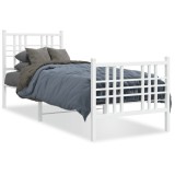 Cumpara ieftin Cadru de pat metalic cu tablie de cap/picioare, alb, 80x200 cm