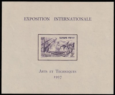 Guyana Colonii franceze 1937 - Omnibuse , Expozitia Mondiala Paris , colita nedantelata , MNH , Mi.176 foto