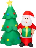 Decoratiune gonflabila de Craciun Mos Craciun cu brad, 12 LED, IP44, 148 cm