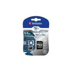 Card de memorie Verbatim Pro microSDXC 64GB Clasa 10 + Adaptor SD foto