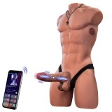 Masturbator Henry cu Penis si Anus, Control prin Aplicatie Mobila, 7 Moduri, USB Magnetic, Natural, 14.9 kg