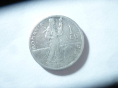 Moneda 1 leu 1910 Carol I ,argint , cal. Buna-F.Buna foto
