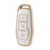 Husa Cheie Smartkey Compatibila cu Ford Ranger, Explorer, 3 Butoane, Tpu, Alb cu contur auriu