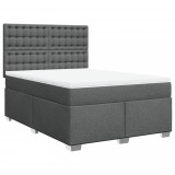 Cumpara ieftin Pat box spring cu saltea, gri inchis, 140x200 cm, textil