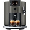 Espressor automat Jura E8 Piano Dark Inox, 1450W, 15 bar, 17 bauturi, sistem spumare lapte, rezervor apa 1.9l, recipient cafea 280g, argintiu