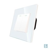 Intrerupator cap scara dublu Luxion LXD-MP005GF-W, incastrat, rama din sticla inclusa, alb