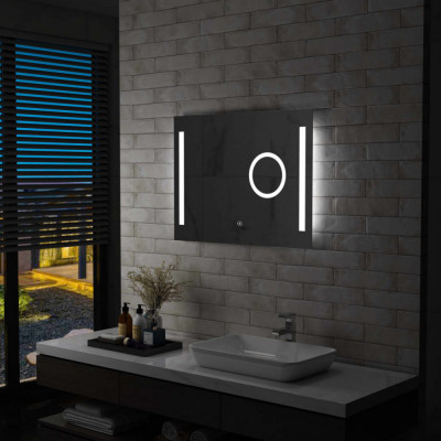 Oglinda cu LED de perete de baie, cu senzor tactil, 80 x 60 cm GartenMobel Dekor foto