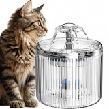 Dispenser apa automat tip fantana pentru pisici si caini, Linomag&reg;, Purificare si filtrare a apei, Silentios, 2.6L, Transparent