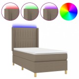 Cumpara ieftin Pat cu arcuri, saltea si LED, gri taupe, 90x190 cm, textil