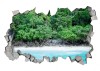 Sticker decorativ 3D Gaura in Perete Padure 85cm Multicolor Autocolant PVC Rezistent la Lumina