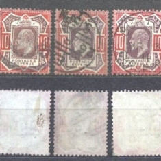 Great Britain 1902 Small lot 3 x King Edward VII 10P Mi.113A used AM.278