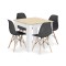 Set masa pentru sufragerie/living + 4 scaune Osaka negru, Artool, lemn, stejar sonoma si alb, 80x80x75 cm