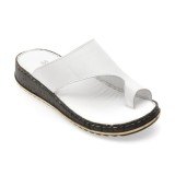 Papuci SHOOZY albi, EV2849, din piele naturala