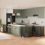 vidaXL Poartă c&acirc;ini pliabilă cu ușă 8 panouri negru 640 cm, lemn plop