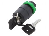 Comutator Rotativ cu Cheie 22mm 3 Poziții Negru
