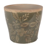 Ghiveci flori ceramica verde maro &Oslash; 12x10 cm