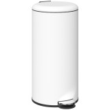 HOMCOM Coș de Gunoi cu Pedală de 30L, Capac cu &Icirc;nchidere Delicată, Metal și PP, 36x30x63.5 cm, Crem | Aosom Romania