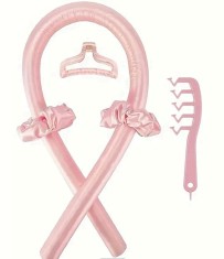 Ondulator de par fara caldura cu 3 accesorii, Roz