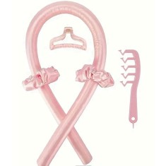 Ondulator de par fara caldura cu 3 accesorii, Roz