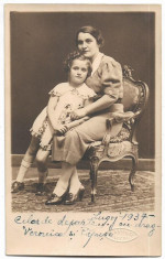 B2206 Mama cu copil studio Naschitz Lugoj 1937 poza veche regalista foto