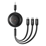 CABLU alimentare si date Baseus Free2Draw, Fast Charging Data Cable pt. smartphone, retractabil, USB la Micro-USB+Lightning + USB Type-C 100W, 1.1m, n