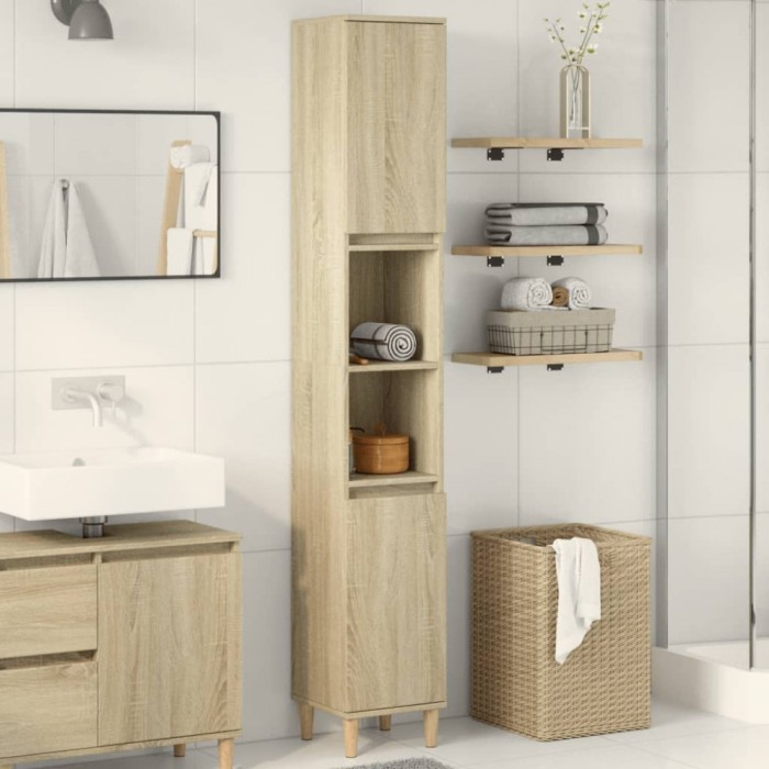 vidaXL Dulap de baie, stejar sonoma, 30x30x190 cm, lemn prelucrat 849657