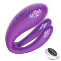 Stimulator Dublu Tiana, Remote Control, 10+10 Moduri Vibratii, Silicon, USB, Mov, Passion Labs