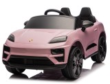 Masinuta electrica pentru copii, Porsche Macan, 140W 12V, roti EVA, scaun tapitat, echipata premium, roz pal