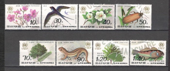 Coreea de Nord.1992 Ziua mondiala a protectiei mediului-Flora si fauna SC.163