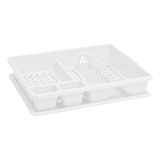 Suport pentru uscare vase Curver, cu tava, alb, plastic, 45 x 38 x 8.8 cm