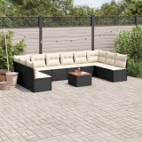 Gossi set canapele de gradina cu perne, 11 piese, negru, poliratan