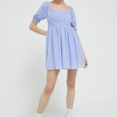 Abercrombie & Fitch rochie culoarea bleu, mini, drept