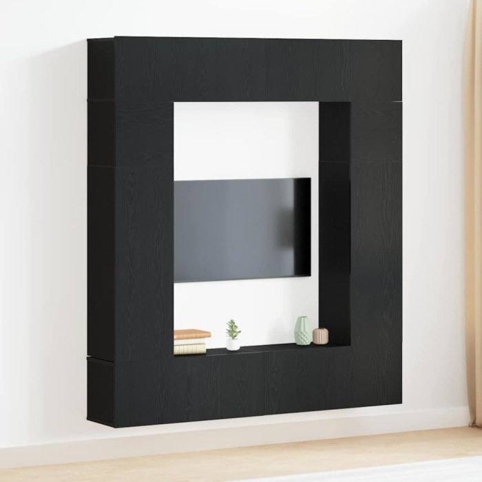 vidaXL Cabinet TV 8 pcs Negru 80 x 30 x 30 cm Lemn compozit