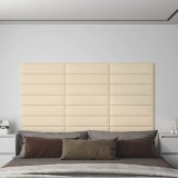 vidaXL Panouri de perete, 12 buc., crem, 60x15 cm, textil, 1,08 m&sup2;
