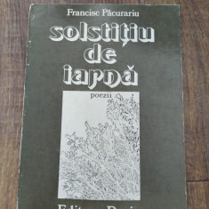 Solstitiu de iarna, Francisc Pacurariu, Editura Dacia 1977, poezii