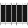 Paravan Camera 5 Panouri Negru 200x180cm Separator Decorativ