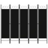 VidaXL Paravan de cameră cu 5 panouri, negru, 200 x 180 cm