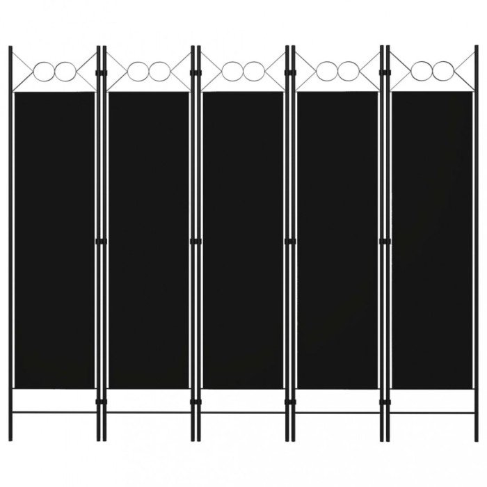 Gossi paravan de camera cu 5 panouri, negru, 200 x 180 cm