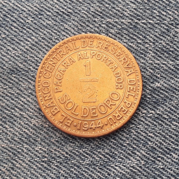 1/2 Sol de Oro 1944 Peru