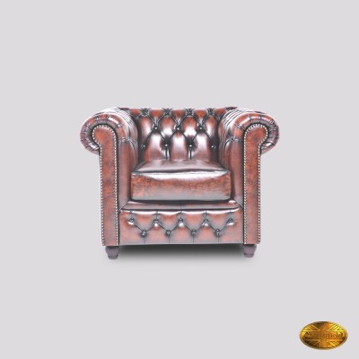 Fotoliu Chesterfield 1 loc Brighton FT Spălat de m&amp;acirc;nă Maro Antic foto