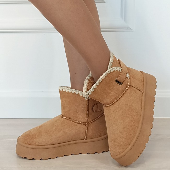 Cizme scurte camel imblanite DAY9058 116