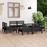 Set mobilier gradina Gossi, 8 piese, lemn masiv pin, negru, canapea, exterior