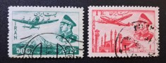 Iran (Persia) 1950 - Set 2 Timbre de Poștă Aeriană &bdquo;Aviație Civilă / Șahul Mohammad Reza Pahlavi &amp; Avioane de Linie Boeing / Douglas&rdquo; -CLF1
